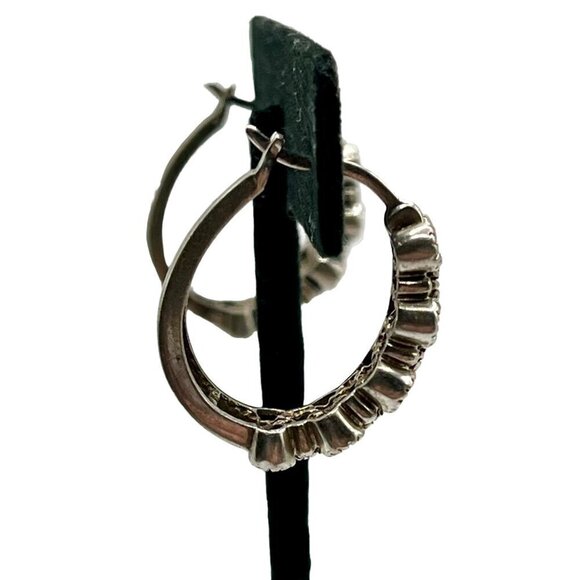 Ross‎ Simons Cubic Zirconia Cluster Huggie Hoop Earrings Silver Sparkle Glam - Picture 2 of 6